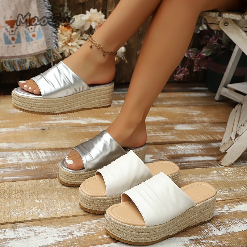 Espadrille Slip On - Dames Espadrille Wedge Slide Sandalen met