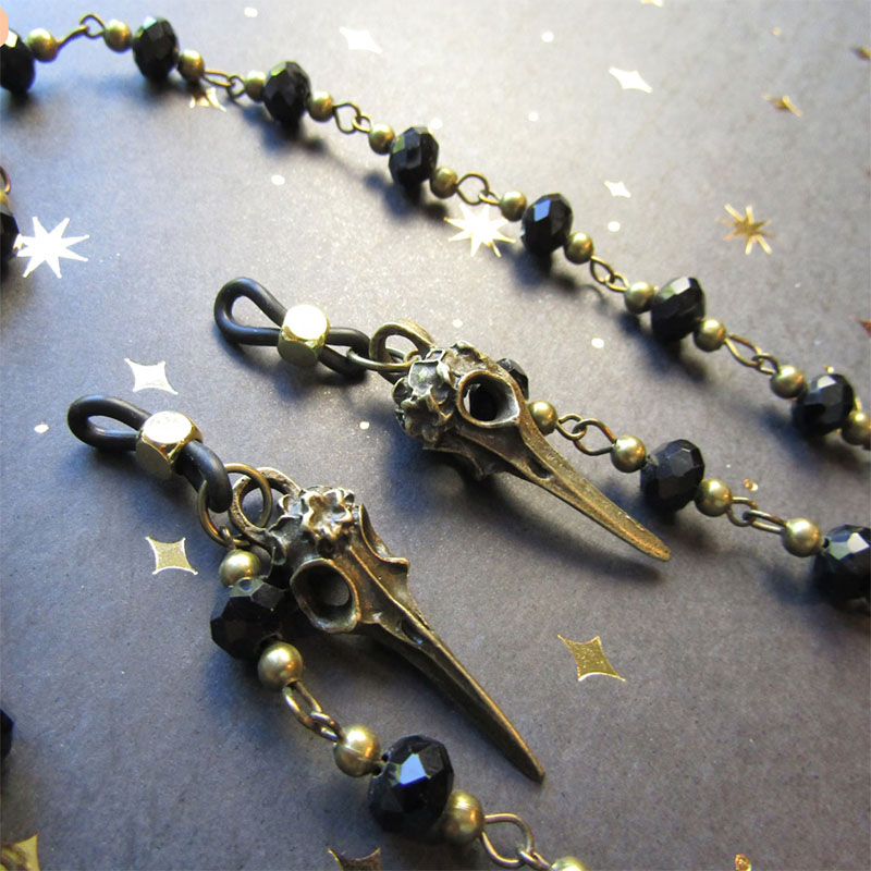 Sunglass Retainer Cord - Gothic Sierlijke Raven Verklaring Brillenketting voor