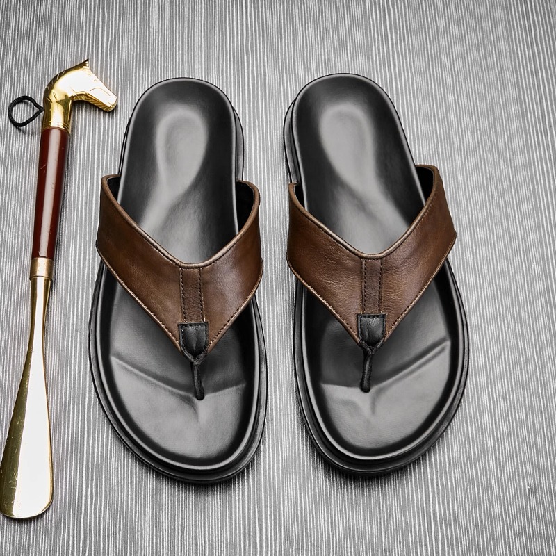 Flip Flop Leather Men - 2026 Zomer Nieuwe Heren Echt Lederen