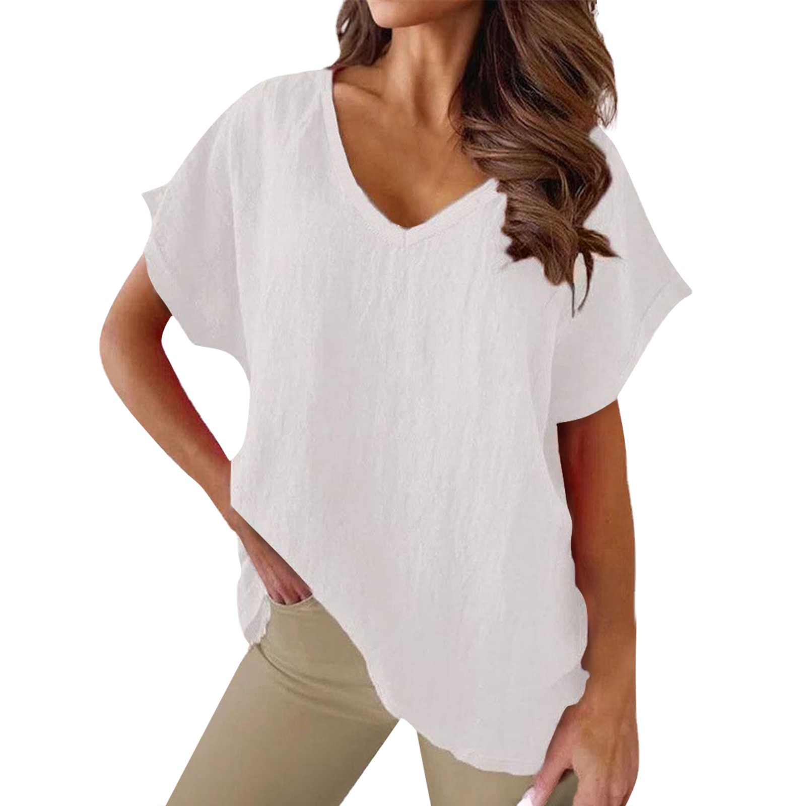 Effen Kleur Veelzijdige Tops V - Linen Shirt Breathable recensie en prijs