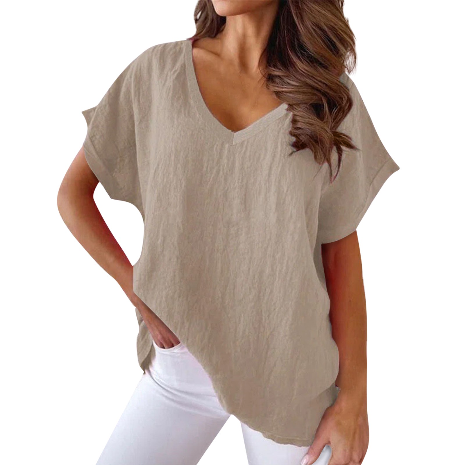 Effen Kleur Veelzijdige Tops V - Linen Shirt Breathable recensie en prijs