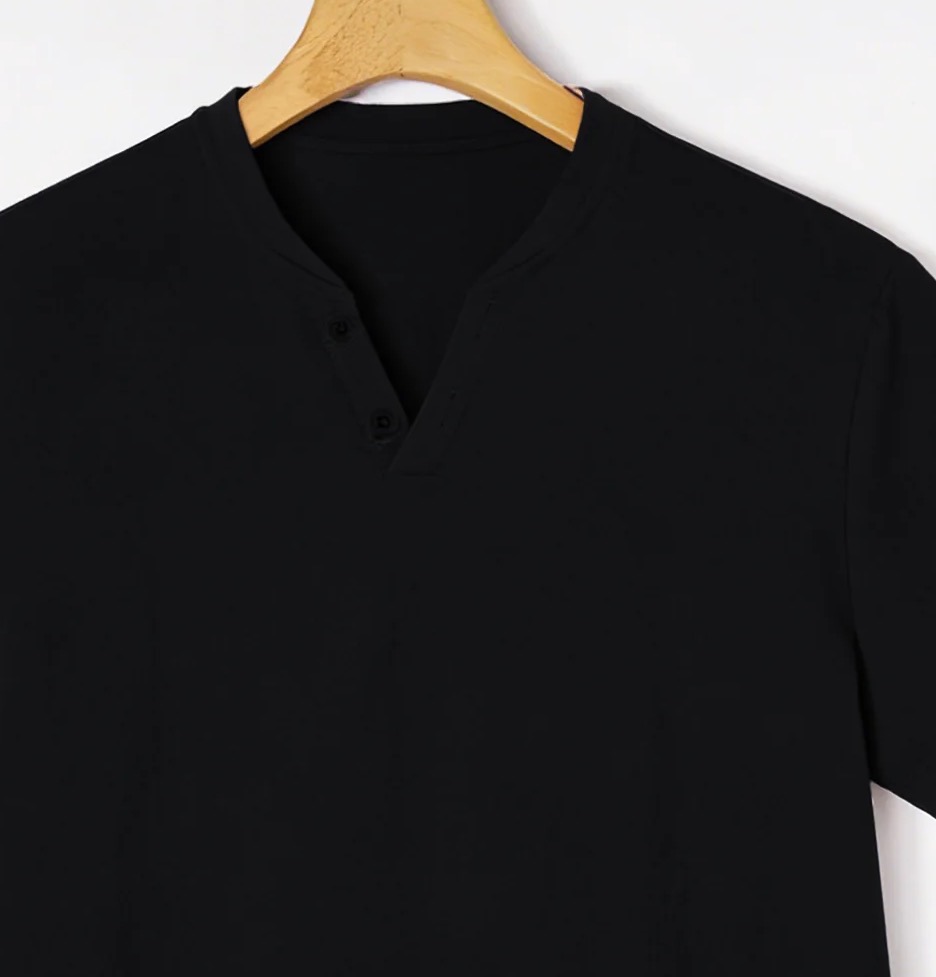 Elegant zwart Henley-T-shirt m - Linen Shirt Breathable recensie en prijs