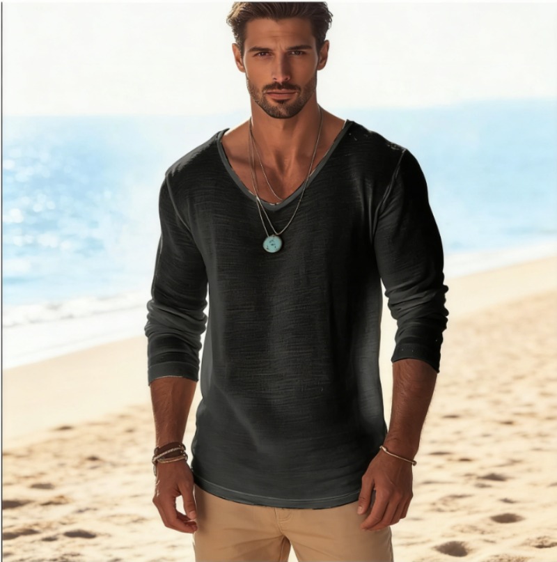 Casual T-shirt voor heren met  - Linen Shirt Breathable recensie en prijs